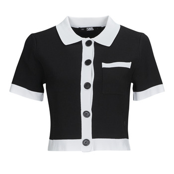 Tet-shirt Mulher camisolas Karl Lagerfeld CLASSIC KNIT TOP Preto / Branco