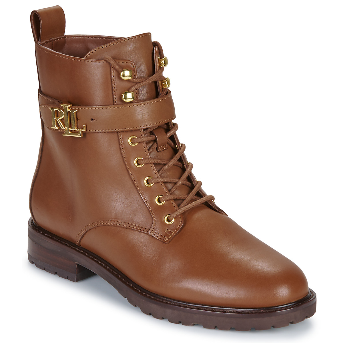 Sapatos Mulher Botas baixas Lauren Ralph Lauren ELRIDGE-BOOTS-BOOTIE Conhaque