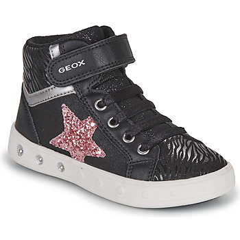 Sapatos Rapariga Sapatilhas de cano-alto Geox J SKYLIN GIRL G Preto / Rosa
