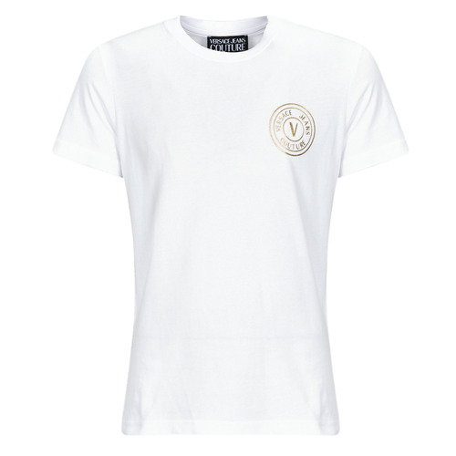 Textil Homem T-Shirt mangas curtas Versace Jeans Couture GAHT06 Branco / Ouro