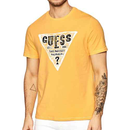 Textil Homem T-Shirt mangas curtas Guess LATTE  Amarelo