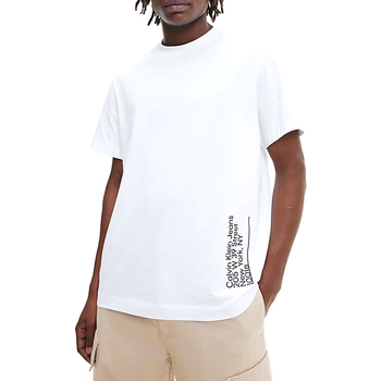 Textil Homem T-Shirt mangas curtas Calvin Klein JEANS sheer-panel J30J322613-YAF Branco