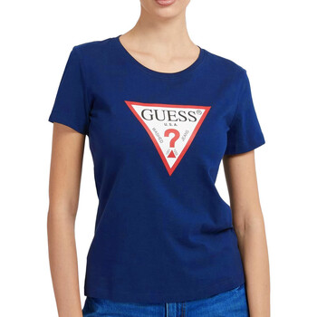 Textil Mulher T-Shirt mangas curtas Guess  Azul