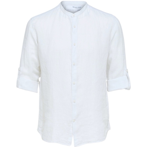 Textil Homem Camisas mangas comprida Selected Camisa Regkylian-Linen - Bright White Branco