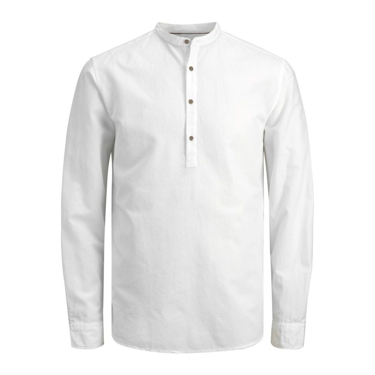 Textil Rapaz Camisas mangas comprida Jack & Jones 12230086 BLASUMMER-WHITE Branco