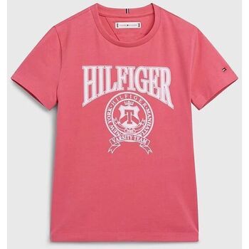 Textil Rapariga T-shirts e Pólos Tommy Hilfiger KG0KG07081-X14 WHASHED CRISON Rosa