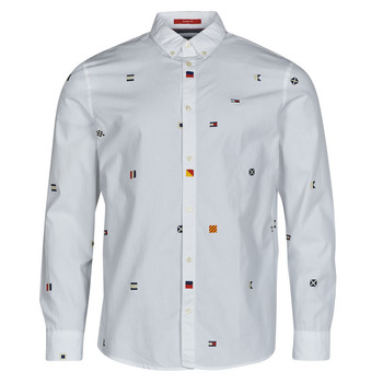 Textil Homem Camisas mangas comprida Tommy Jeans TJM CLSC FLAG CRITTER SHIRT Branco
