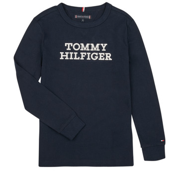 Textil Rapaz T-shirt BARROW Real compridas Tommy Hilfiger TOMMY HILFIGER LOGO TEE L/S Marinho