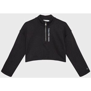 Textil Rapariga Sweats Calvin Klein Jeans IG0IG01872 LOGO ZIP-BEH BLACK Preto