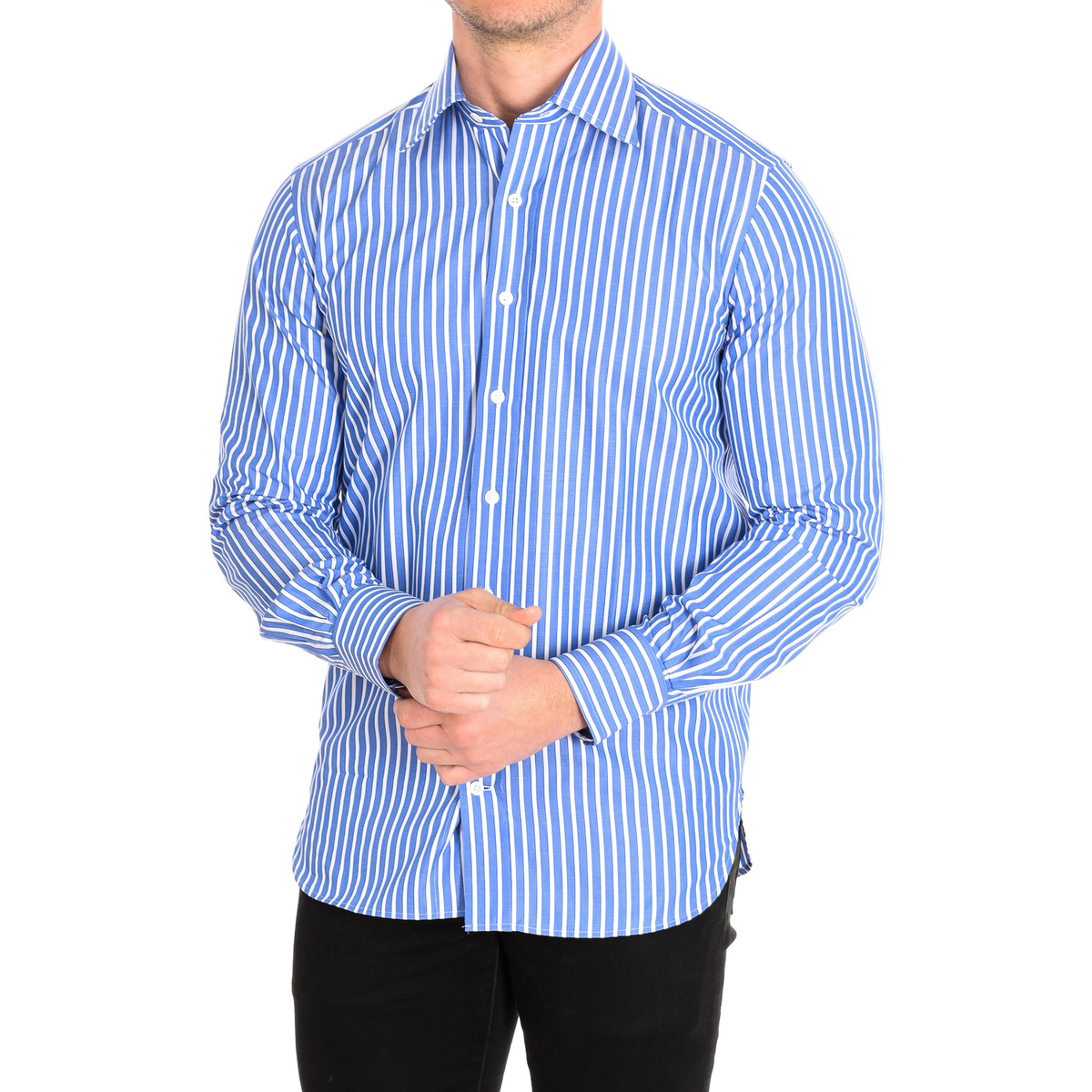 Textil Homem Camisas mangas comprida CafÃ© Coton FUSTET4-77HLS Azul