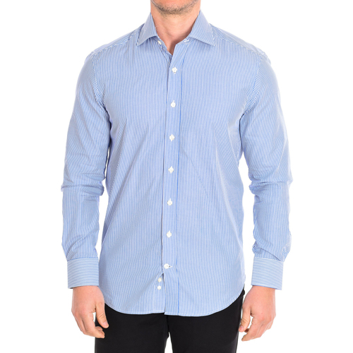 Textil Homem Camisas mangas comprida CafÃ© Coton ORLANDO4-33LS Azul