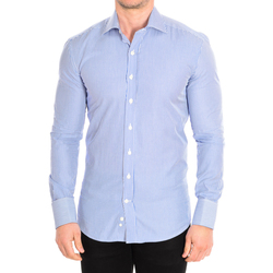 Textil Homem Camisas mangas comprida CafÃ© Coton ORLANDO4-SLIM-G-55DC Azul