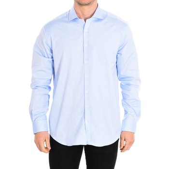 Textil Homem Camisas mangas comprida CafÃ© Coton PINPOINT03-33LS Azul