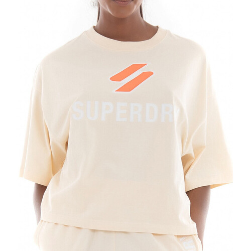 Textil Mulher T-Shirt mangas curtas Superdry  Bege