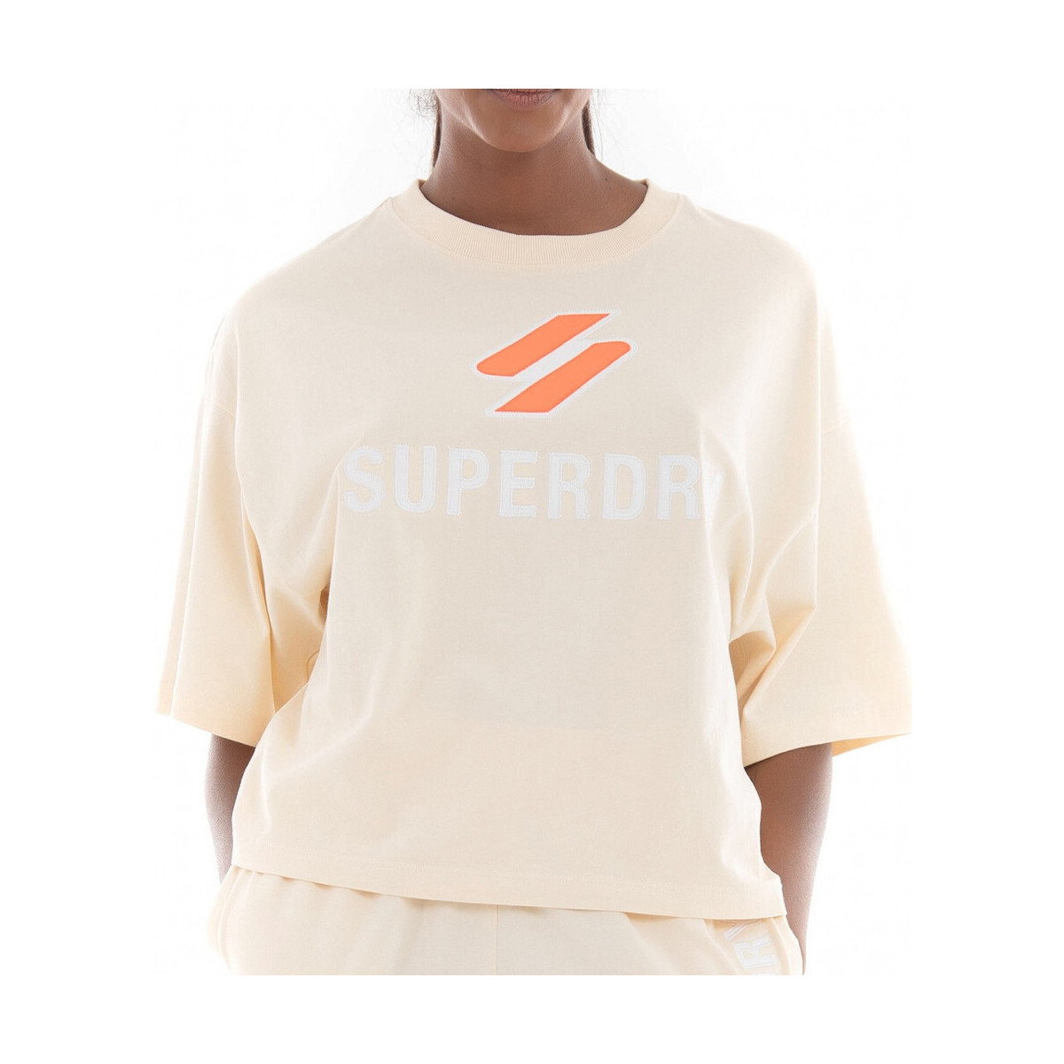 Textil Mulher exposed seam panelled T-shirt Superdry  Bege