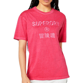 Textil Mulher T-Shirt mangas curtas Superdry  Rosa