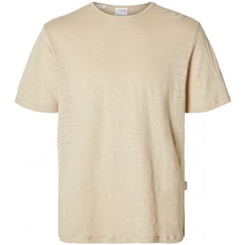 Textil Homem Slhblake Suede Chelsea Boot Selected T-Shirt Bet Linen - Oatmeal Bege