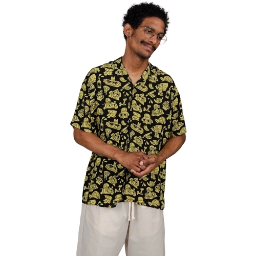 Textil Homem Camisas mangas comprida Brava Fabrics Camisa Veranoir Faes - Lemon Preto