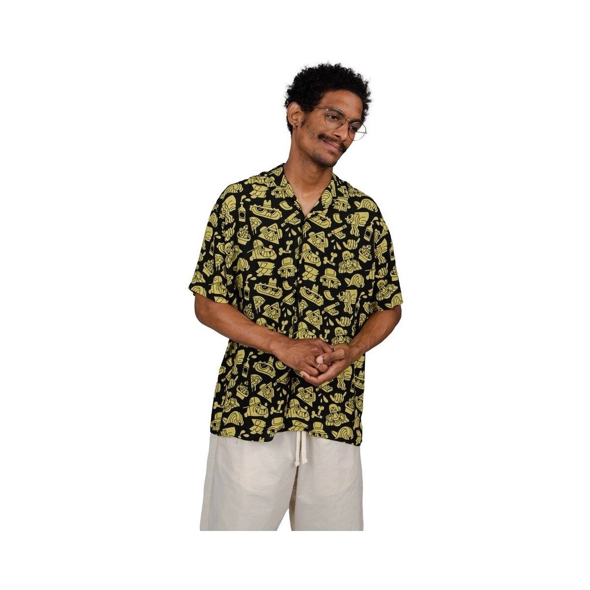Textil Homem Camisas mangas comprida Brava Fabrics Camisa Veranoir Faes - Lemon Preto