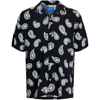 Textil Homem Camisas mangas comprida Jack & Jones 12241163 RESORT-BLACK Preto