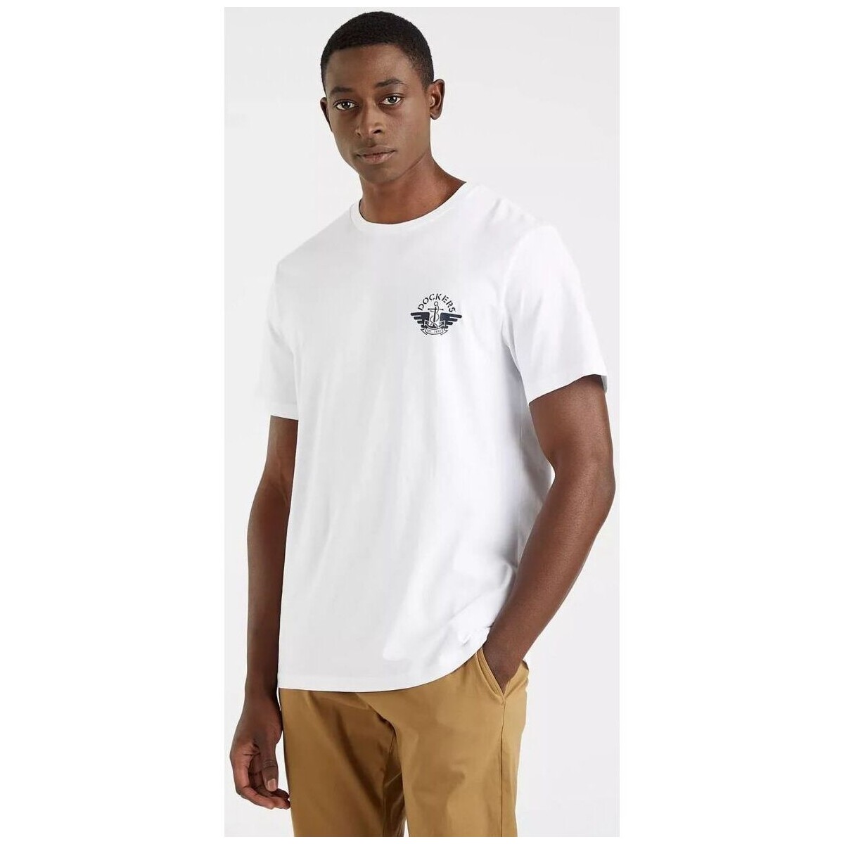 Textil Homem T-shirts e Pólos Dockers A1103 0069 GRAPHIC TEE-LUCENT WHITE Branco