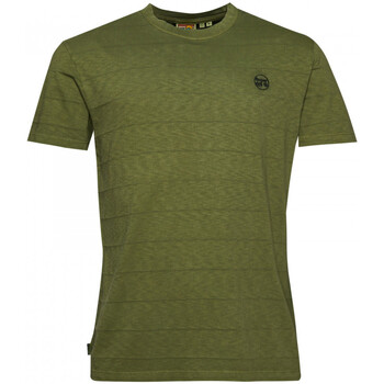 Textil Homem Short Sleeve Classic Collar Shirt in Organic Handkerchief Linen Superdry Vintage texture Verde