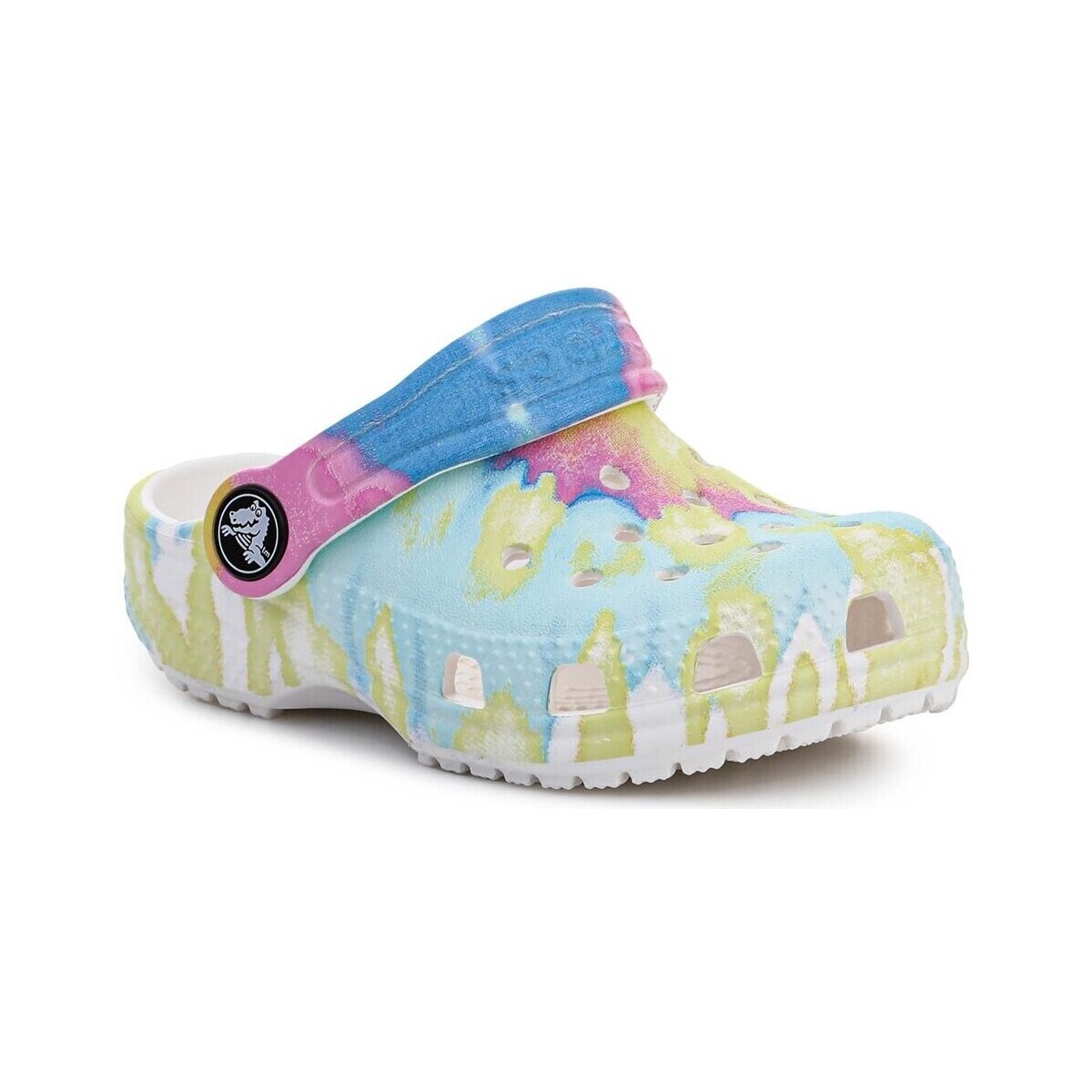 Sapatos Criança Mens Crocs Swiftwater Wave Classic Tie Dye Graphic Kids Clog T Branco, Cor azul-turquesa