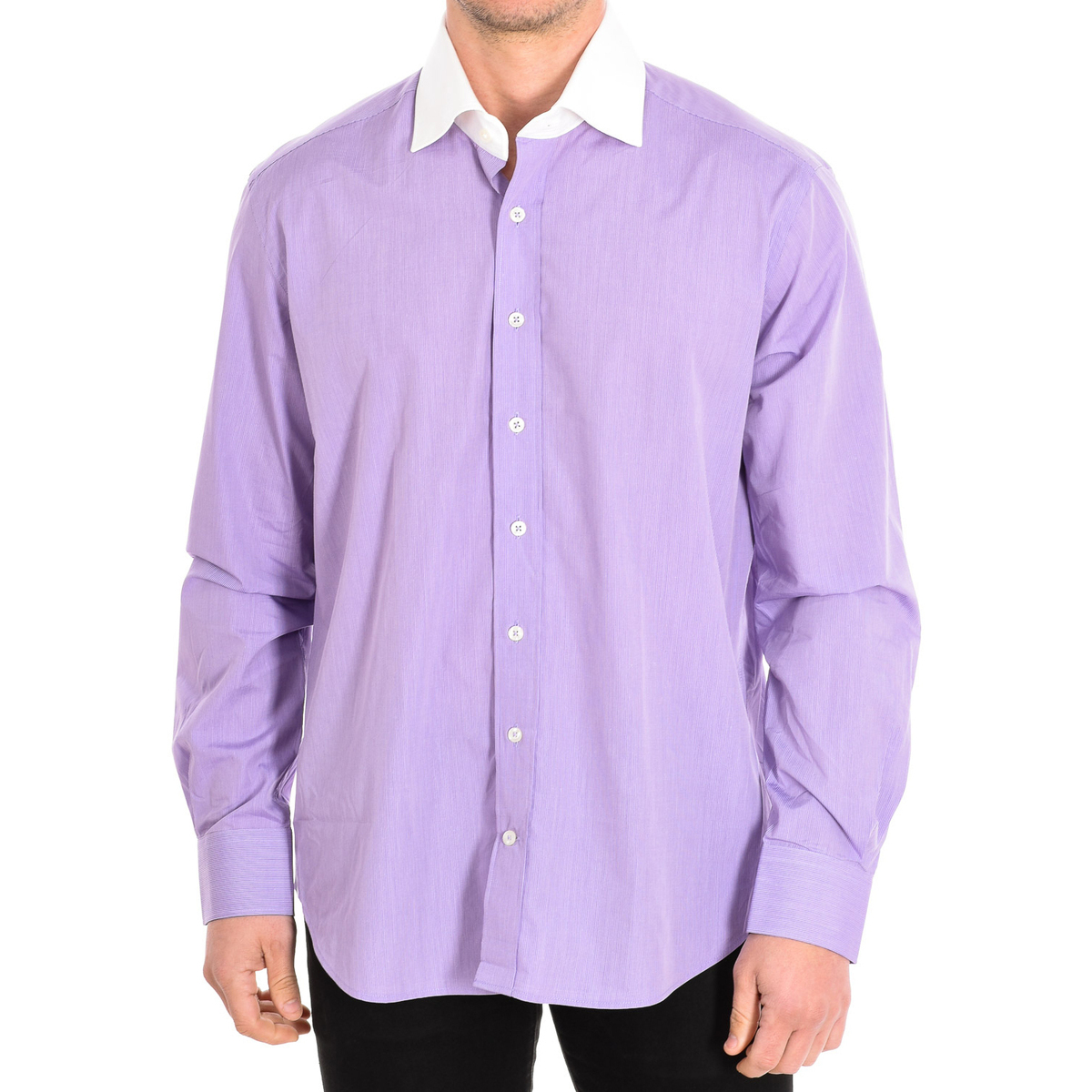 Textil Homem Camisas mangas comprida CafÃ© Coton BOATING1-33LSW Violeta