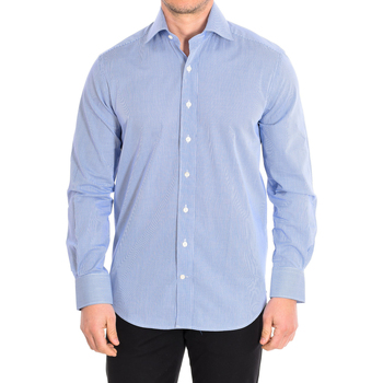 Textil Homem Camisas mangas comprida CafÃ© Coton MICROVICHY4-33LS Azul