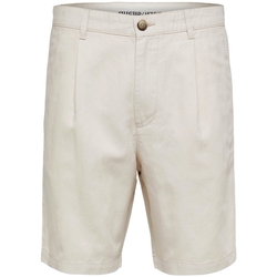 Textil Homem Shorts / Bermudas Selected Calções Comfort-Jones Linen - Oatmeal Bege