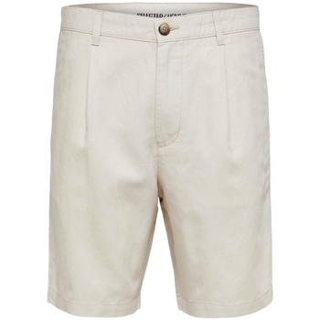 Textil Homem Shorts / Bermudas Selected Calções Comfort-Jones Linen - Oatmeal Bege
