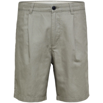 Textil Homem Shorts / Bermudas Selected Calções Comfort-Jones Linen - Vetiver Verde