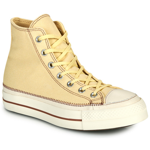 Sapatos Mulher converse chuck taylor 2 parchment Converse CHUCK TAYLOR ALL STAR LIFT PLATFORM CONTRAST STITCHING Bege