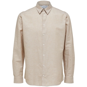 Textil Homem Camisas mangas comprida Selected Camisa Regnew-Linen - Kelp Bege