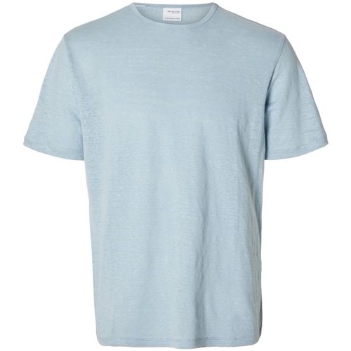 Textil Homem T-shirts favourite e Pólos Selected T-Shirt Bet Linen - Cashmere Blue Azul