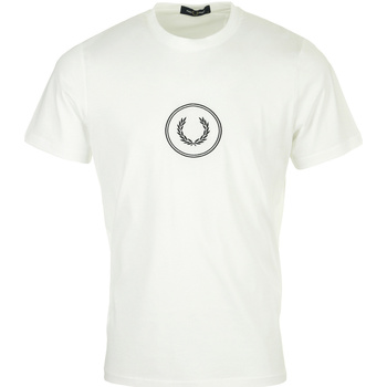 Textil Homem Loose Fit Crew Sweatshirt Fred Perry Circle Branding T-Shirt Branco