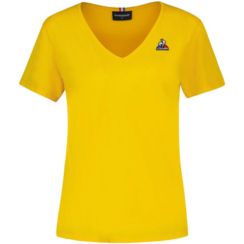 Textil Mulher T-Shirt SAPIO mangas curtas Le Coq Sportif Essentiels Tee Col V Amarelo