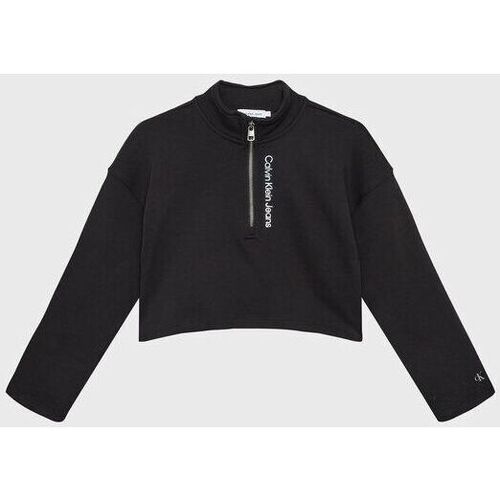 Textil Rapariga Sweats Calvin Klein Cotton JEANS IG0IG01872 LOGO ZIP-BEH BLACK Preto