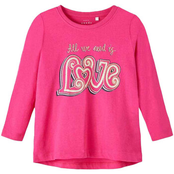 Textil Criança Zoe t-shirt med logotyp Name it  Rosa