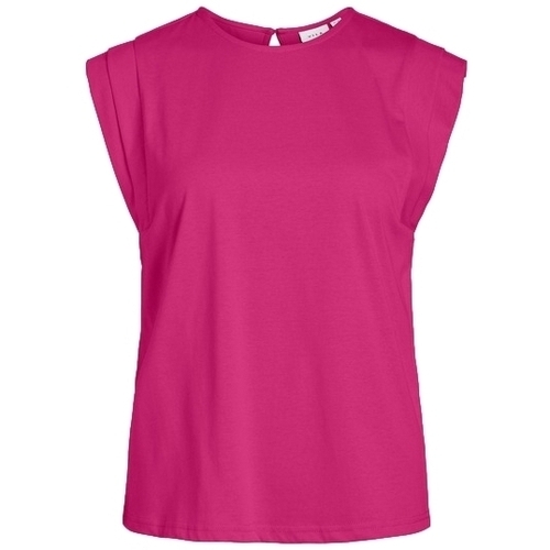Textil Mulher Tops / Blusas Only VILA Top Sinata S/S - Pink Yarrow Rosa
