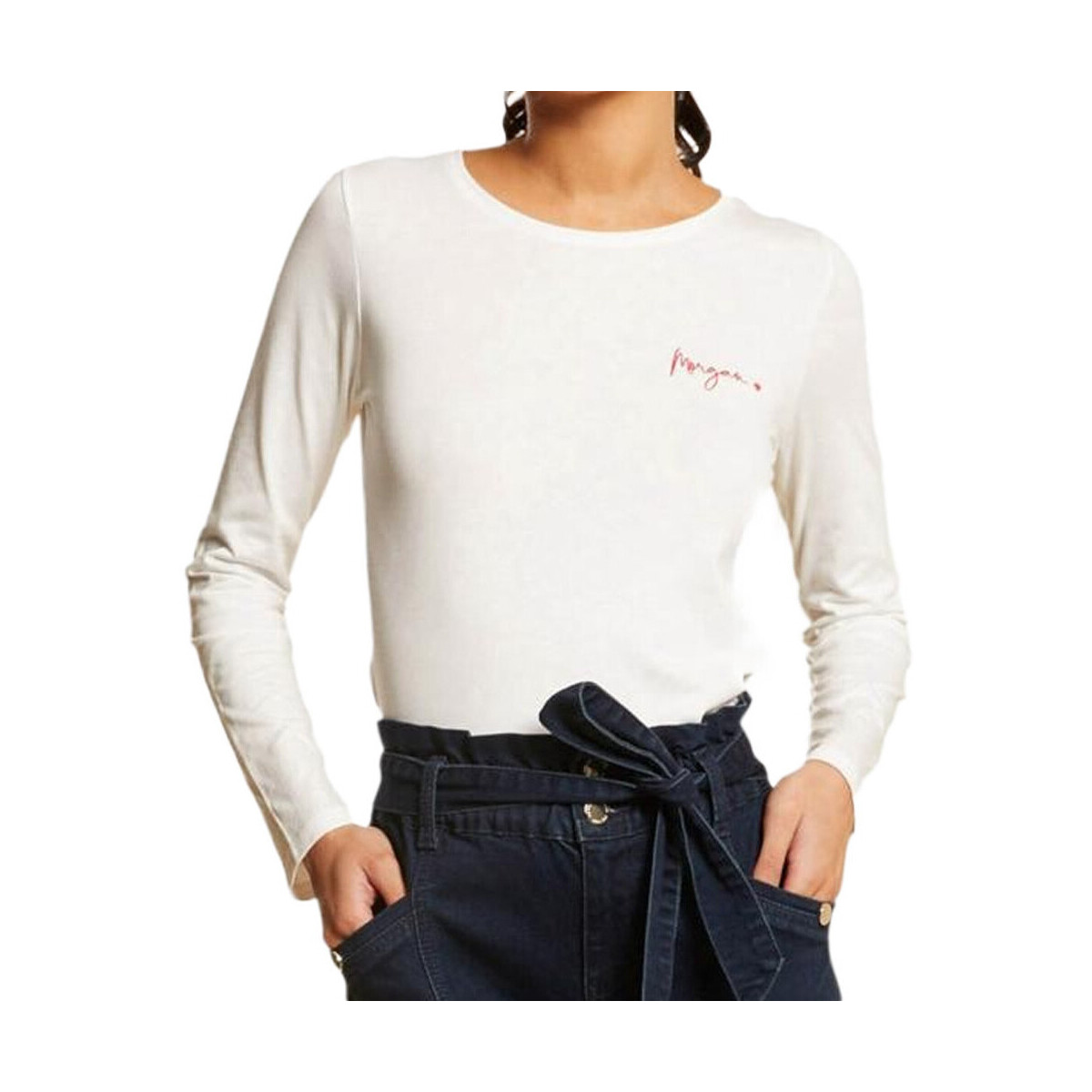 Textil Mulher T-shirts e Pólos Morgan  Branco