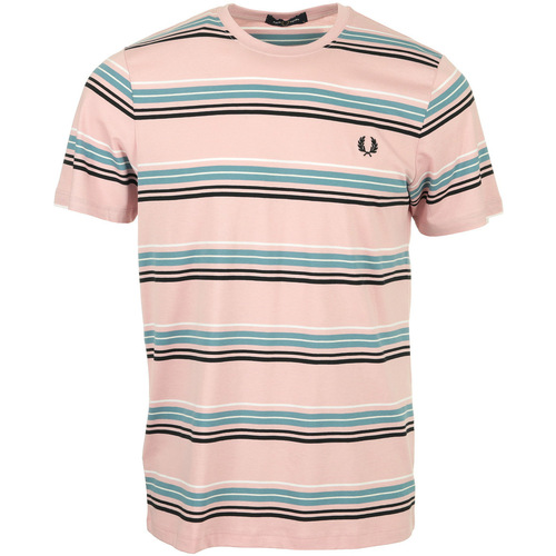 Textil Homem Red T-shirt For Girl With Floral Print Fred Perry Stripe Rosa