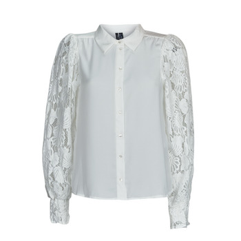 Textil Mulher camisas Vero Moda VMCABENA L/S SHIRT WVN BTQ Branco