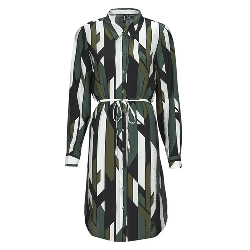 Textil Mulher Vestidos curtos Vero Moda VMNUNA JOSIE LS SHORT SHIRT Verde