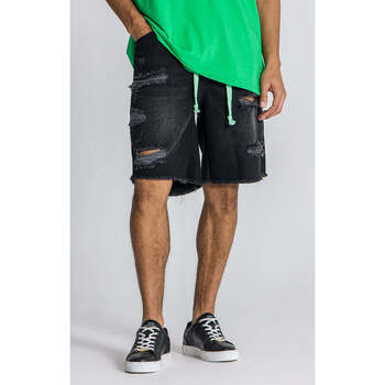 Textil Homem Shorts / Bermudas Gianni Kavanagh Black Lotus Denim Shorts Black