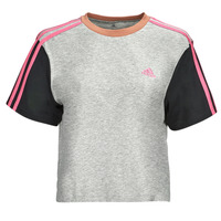 Textil Mulher T-Shirt mangas curtas adidas jerseys Sportswear 3S CR TOP Cinza / Preto / Rosa