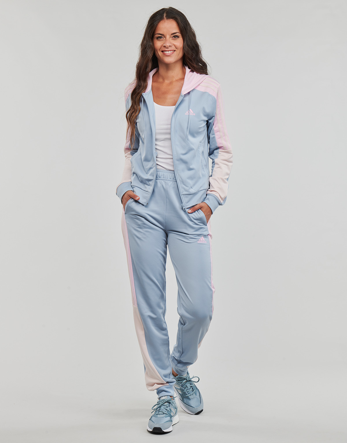 Textil Mulher Todos os fatos de treino Adidas Sportswear BOLDBLOCK TS Azul / Rosa