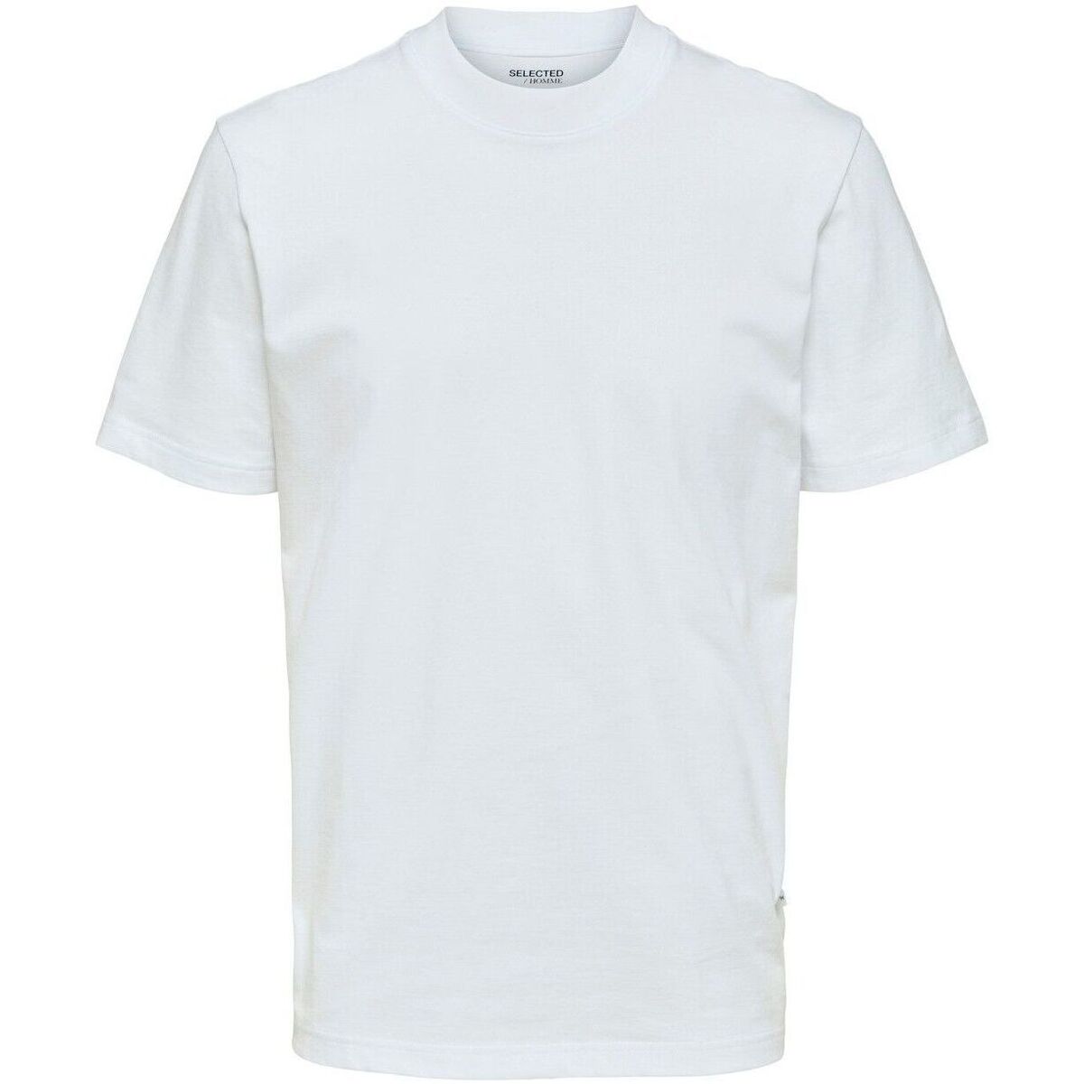 Textil Homem t-shirt nera con foro a cuore Selected 16077385 RELAXCOLMAN-BRIGHT WHITE Branco