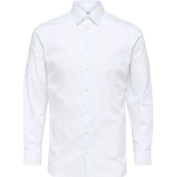 Textil Homem Camisas mangas comprida Selected 16080200 METHAN-BRIGHT WHITE Branco