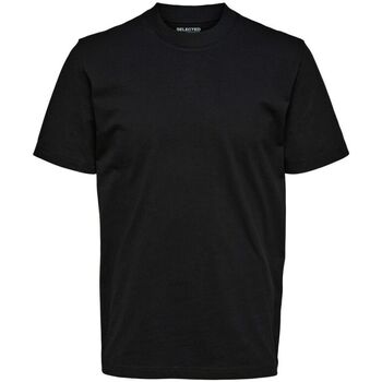 Textil Homem T-shirts e Pólos Selected 16077385 RELAXCOLMAN-BLACK Preto